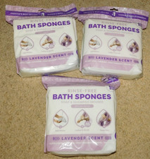 3 new 25 packs Scrubzz Disposable Rinse Free Bathing Sponges - Lavender camping