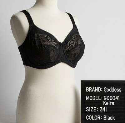 Goddess GD6041 Keira Banded Underwire Bra 34I Black Full Figure Support