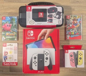 Nintendo Switch 本体、Joy-Con等＋microSD 64GB Nintendo Switch OLED - White Joy-Con, 7-Inch Screen, 64GB