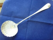GEORGIAN STERLING SILVER HANOVARIAN  SHELL BOWL SOUP LADLE LONDON 1753 206g