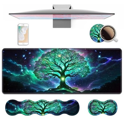 4 in 1 Ergonomic Keyboard Wrist Rest 31.5 inches x 11.8 inches, Tree of Life