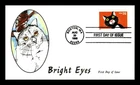 US COVER BRIGHT EYES CATS FIRST DAY ISSUE HAND COLORED CACHET
