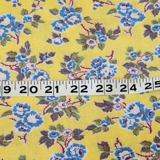 Full Vintage Feedsack: Yellow With Blue Roses