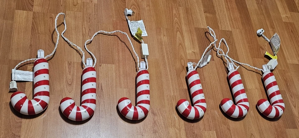 Bastón de caramelo de Navidad ilumina marcadores de camino decoración de patio interior o exterior 6 piezas Foto 3 de 4