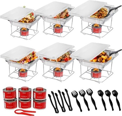 Disposable Chafing Dish Buffet Set with Half-Size Pans, Lids & Fuel Cans   Event