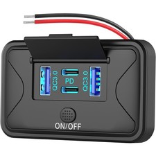 USB C Steckdose 12V/24V Dual PD USB QC 3.0 KFZ Ladeger�t Dose f�r Auto Boot LKW
