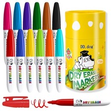 Colorful Mini Whiteboard Markers for Kids, 12 Non-Toxic Fine Tip Dry Erase Ma...