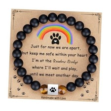 Dog Memorial Gifts, Pet Sympathy Rainbow Bridge Pet Black Onyx  Tiger Eye