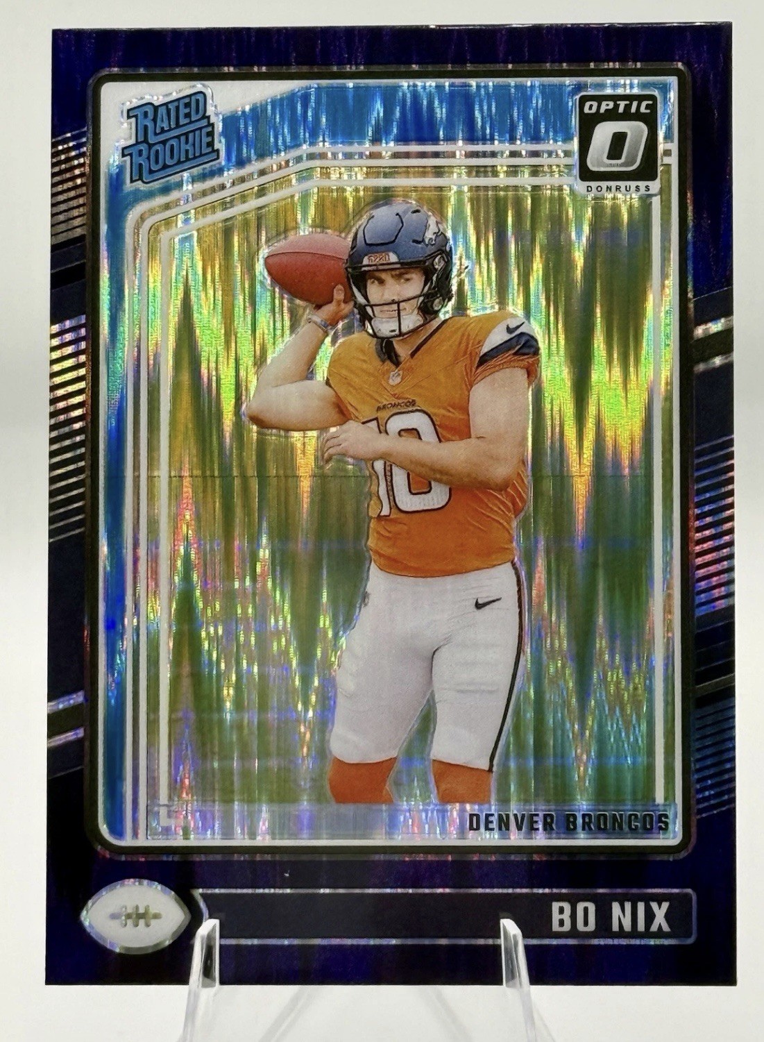2024 Panini Donruss Optic - Rated Rookie Bo Nix #209 Purple Shock Prizm (RC)