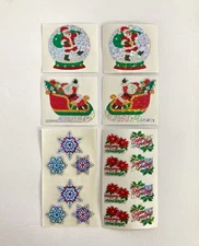 Lot Vintage Hambly Christmas Stickers Glitter Sparkle Santa Sleigh Snowflake HTF