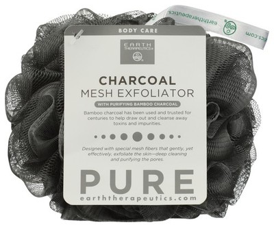 Earth Therapeutics Charcoal Mesh Exfoliator Pouf Scrub Powder