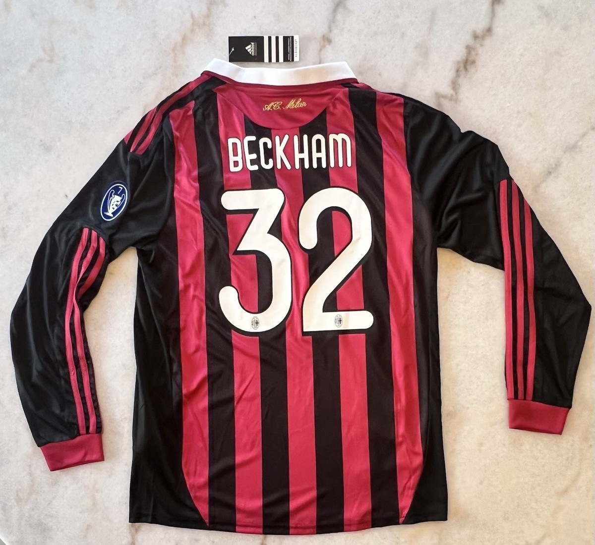AC Milan 2009-10 Home Kit David Beckham 23 Long Sleeve Size L | eBay