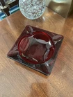 Vintage Anchor Hocking Royal Ruby Red Glass Ashtray Royal Square  4.5”