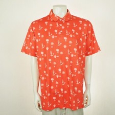 Puma Golf Cloudspun Conservation Polo Shirt Mens Large Orange Cactus AOP Print