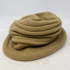 Scala Pronto Womens Camel 100 Wool Knit Bucket Hat Slouchy Rolled Brim LW399 OS
