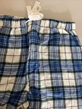 Unbranded Mens Size L Blue Green Plaid Flannel Pajama Pants Sleepwear Drawstring