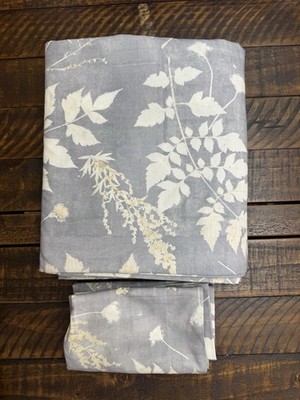 Pottery Barn Shadow Floral Percale Duvet  K/CK Gray W 1 King Sham Multi  Read!