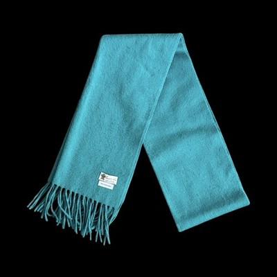 Turnbull and Asser Men/ Women 100% Solid Cashmere scarf in Turquoise Blue