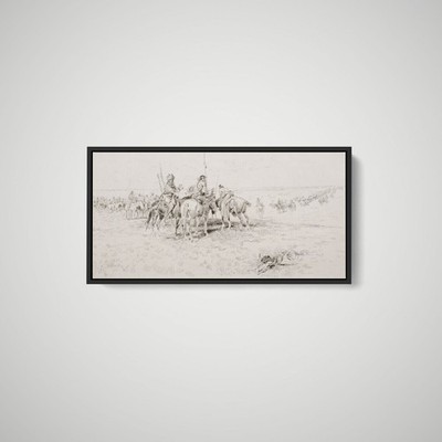 Russell - Indians Meet First Wagon Train West of Mississippi - Paper or Canvas