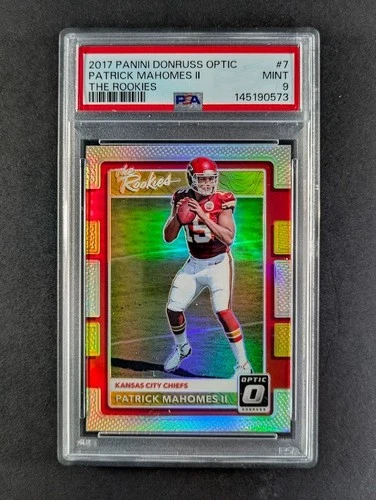 2017 Panini Donruss Optic PATRICK MAHOMES II The Rookies RC Holo Prizm #7 PSA 9