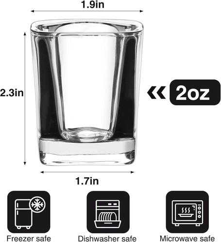 Ruckae Confezione 12 Bicchieri da Colpo 2 OZ Set Bicchieri da Colpo Trasparenti Bulk con Barra Base Pesante - Foto 2 di 7