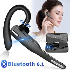 Bluetooth 6.1 Trucker Wireless Headset Earpiece Dual Mic Earbud Noise Cancelling