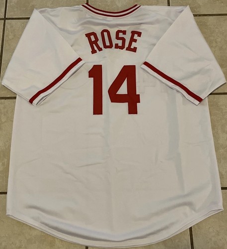 Pete Rose Custom Throwback White Cincinnati Reds Jersey Mens Size XL