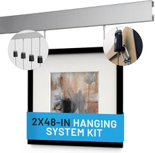 8-Ft Picture Hanging Kit, Complete Set Covers 8 Linear Ft of Wall (2) Click Silv