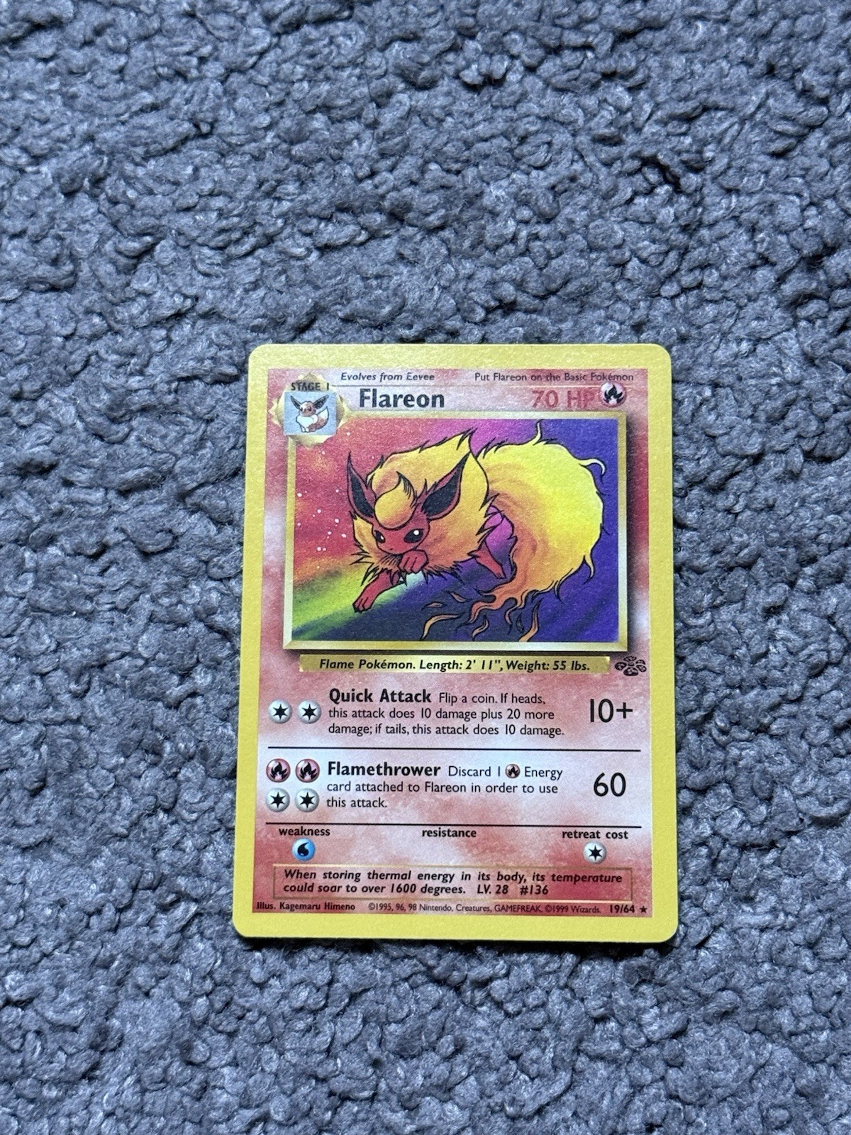 Pokemon WOTC Card - Flareon - Jungle Set - Non-Holo Rare - 19/64 - NM