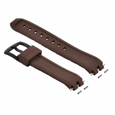 22mm Brown Silicone Rubber Replacement Watch Strap Black Buckle For Pebble