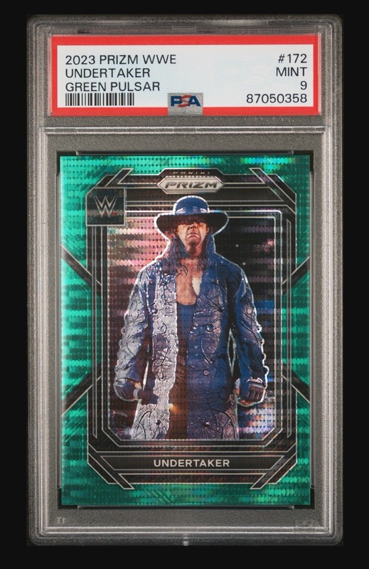 2023 WWE Undertaker /25 Green Pulsar Prizm PSA 9 Mint Rare Low Pop SP #172 GOAT