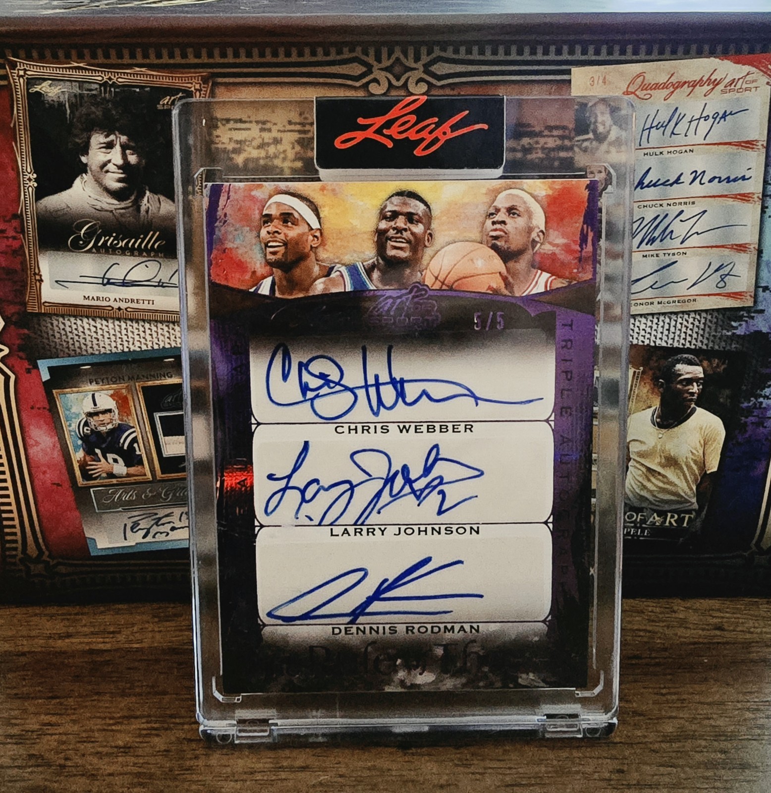 2026 Leaf Art of Sport Triple Auto Chris Webber Larry Johnson Dennis Rodman # /5