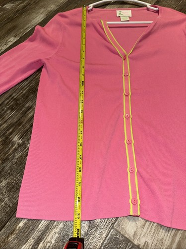 Bamboo Traders Women's Cardigan Sweater Med Fuschia Pink Casual Preppy Academia - Picture 7 of 8