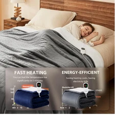 Electric Heated Sherpa Throw Blanket – ETL Certified , 10 Heat Settings Premium