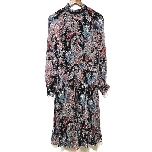 Abito Banana Republic x Olivia Palermo Paisley 100% seta cravatta collo alto basso M - Foto 4 di 9