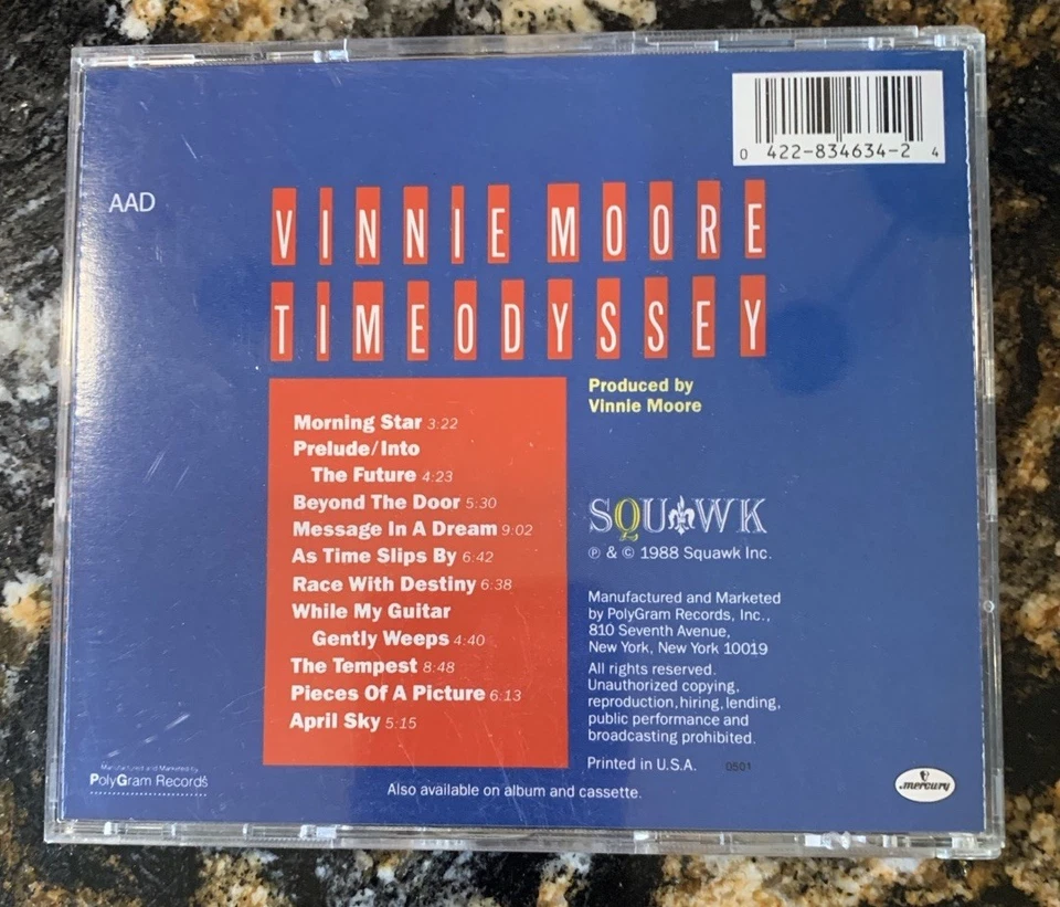 Vinny Moore Time Odyssey Cd 1988 Squawk/ Mercury Records Foto 2 de 2