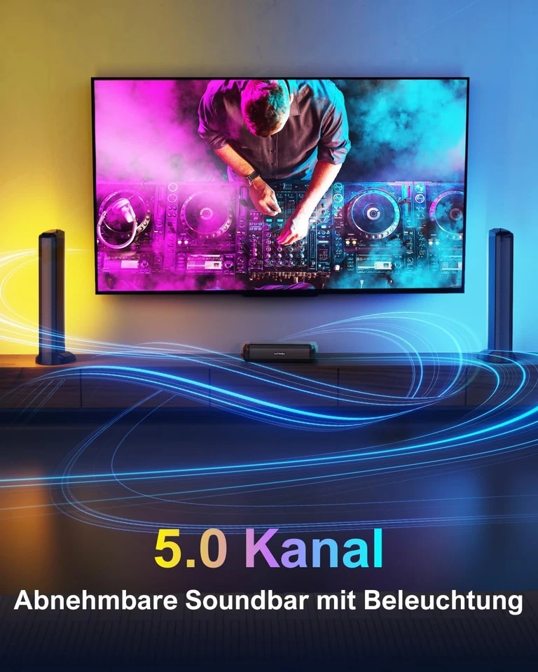 ULTIMEA 5.0 Soundbar RGB-Beleuchtung Heimkino Soundsystem + App Apollo S70 - Bild 3 von 4