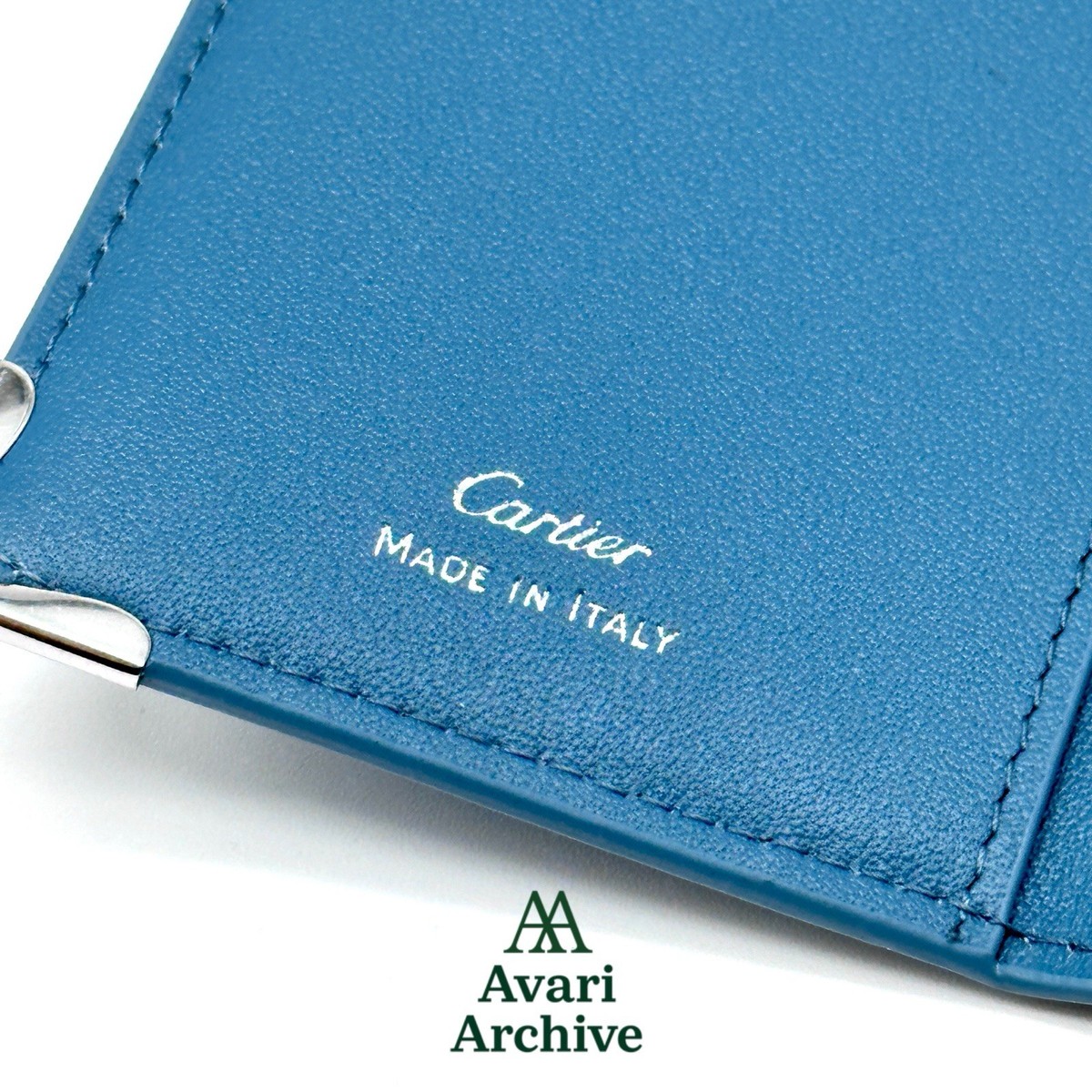 Cartier Must de Cartier Steel Blue Leather 4 Credit Card Holder