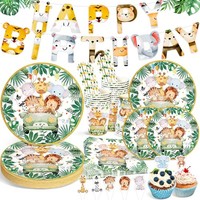 Dschungel Safari Partygeschirr - 134-Teiliges Wild One Geburtstag Deko Set Mit T