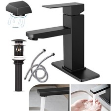 Black Bathroom Faucet Single Handle One Hole Bathroom Faucet with Pop Up Drain