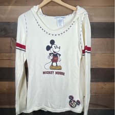Vintage Walt Disney World Resort Mickey Mouse Cream Pullover Hoodie L