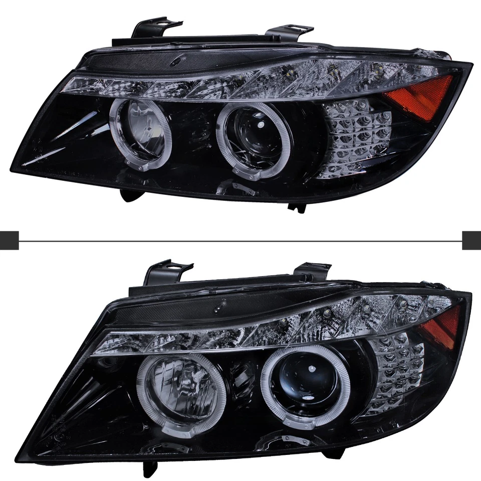 Smoke LED Strip Projector Headlights Fits 2006-2008 BMW E90 325i 328i Sedan L+R Foto 4 de 4