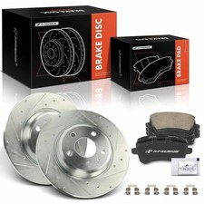 12.6in Front Drilled Slotted Brake Rotors Ceramic Pads Kit 6PC Set