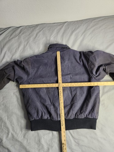 VTG Walls FR Flame Resistant Canvas Jacket Mens Large Navy Blue Lined Full Zip - Picture 8 of 10