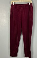 Women  s small/medium Burgundy velvet pants put on elastic vintage holiday Work