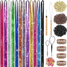 Hair Tinsel Kit (48 Inch,12 Colors, 3600 strands), Fairy Tinsel