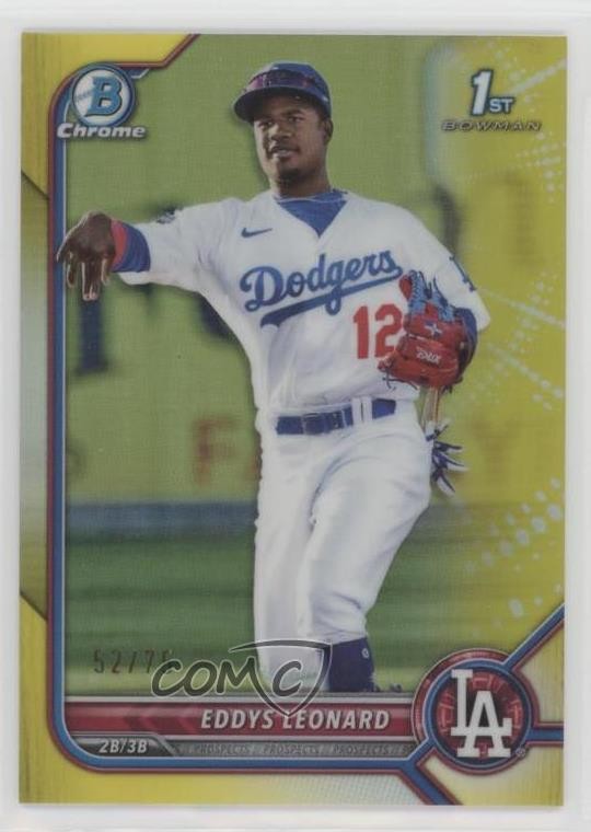 2022 Bowman Chrome Prospects Yellow Refractor 52/75 Eddys Leonard #BCP-57 2s2