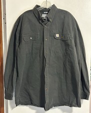Carhartt Mens XL Original Fit Button Down Work Shirt Charcoal Gray Long Sleeve