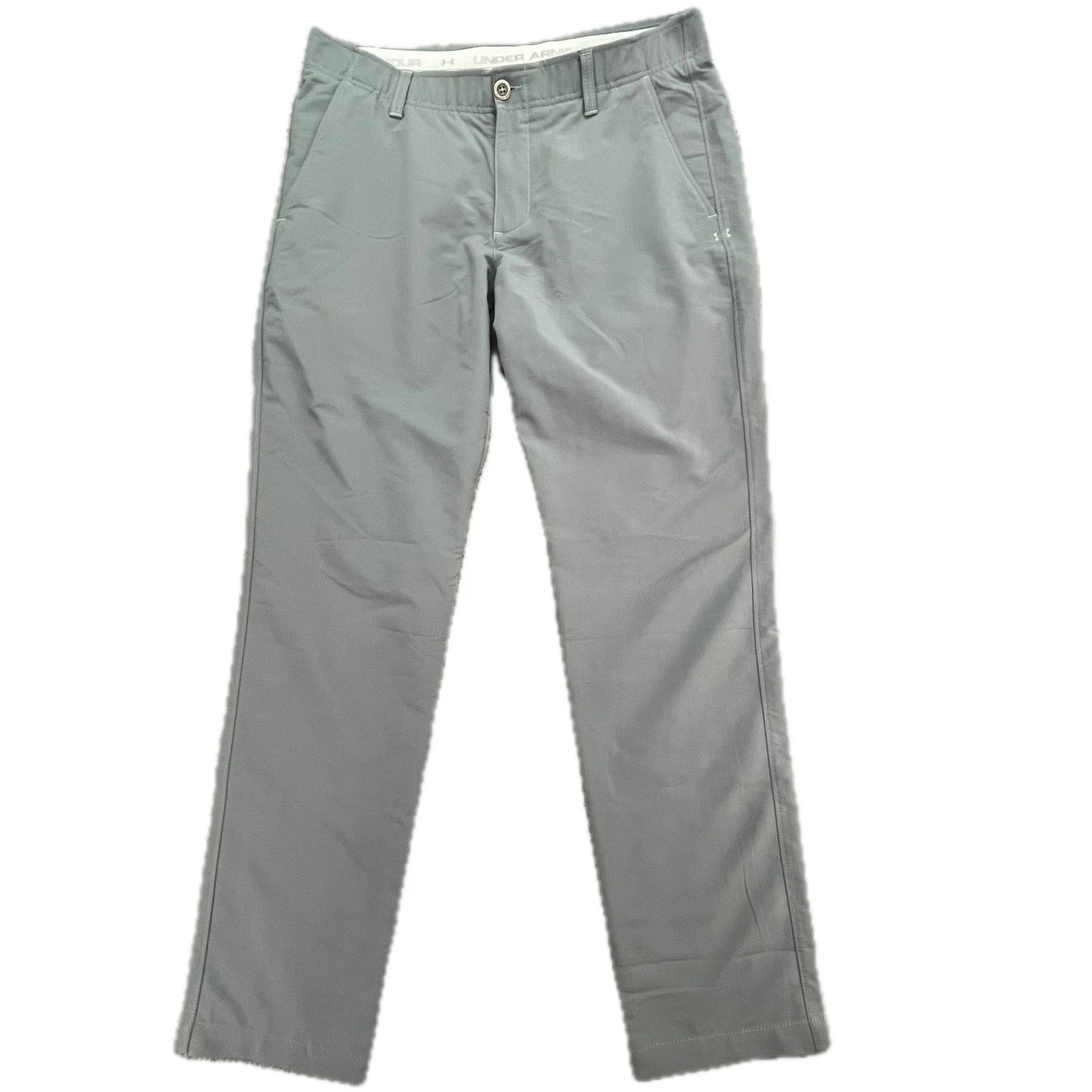 Under Armour Men Gray Flat Front Golf Pants Size 36x32 Style 1342264
