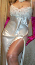 Vtg Ivory Victoria's Secret Lace Long Satin Nightgown S